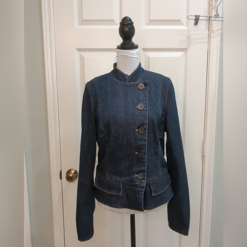 Company Ellen Tracy Denim Peplum Jean Jacket Stretch 8